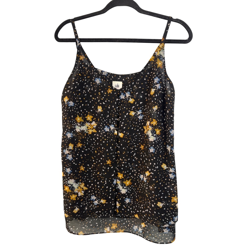 Cabi Black Dainty Floral Tank Top Fairy Grunge Small Casual Chic Whimsygoth Fall